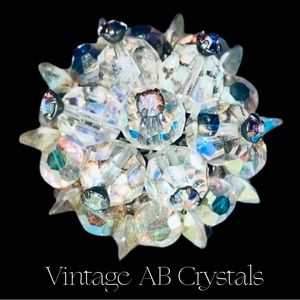 HTF ANTIQUE Aurora Borealis Brooch Pin - Margarita Swarovski Crystals